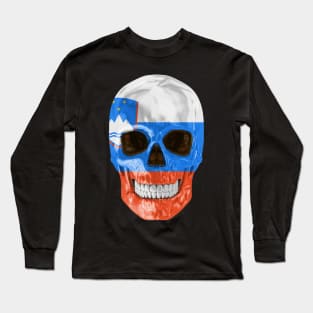 Slovenia Flag Skull - Gift for Slovenian With Roots From Slovenia Long Sleeve T-Shirt